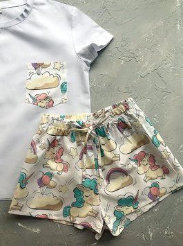 Пижама футболка и шорты L-XL Единорог 6201818 Украина 6201818 фото