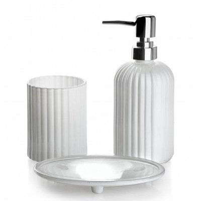 Набір скляний для ванної кімнати 3 предмета Білий, Срібло Скло 6204368 Польща 6204368 фото