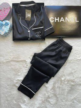 Одежда для дома Chanel Рубашка и брюки Черный Сатин Турция 6201955 фото