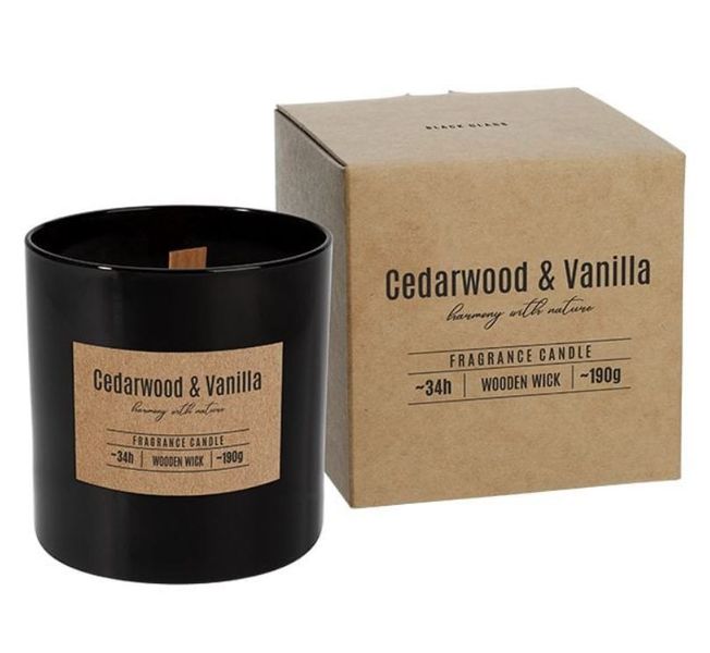 Аромасвічка з дерев'яним гнотом Cedarwood & Vanilla 190гр/34 годин Соєвий віск 6202426 Польща 6202426 фото