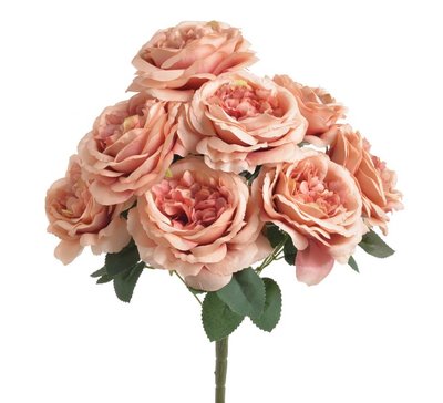 Букет Троянд 10шт - 38см Персиковий, рожевий Тканина, пластик 6201517 Польща 6201517 фото