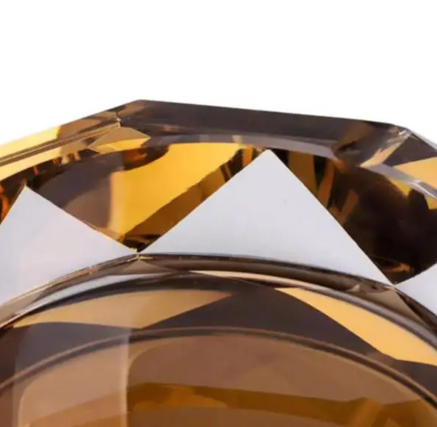 Пепельница стеклянная Crystal Glass круглая, золотистый  HP-4-130 фото