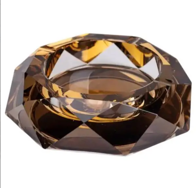 Пепельница стеклянная Crystal Glass круглая, золотистый  HP-4-130 фото