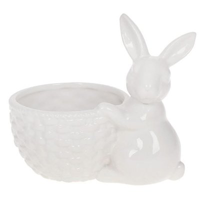 Конфетница Кролик с корзиной 14 см. Белый, Керамика 6204860 Китай 6204860 фото