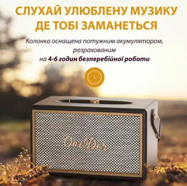 Портативная колонка OneDer D6 BT/TF/USB/AUX 40 Вт, коричневая D6BR фото