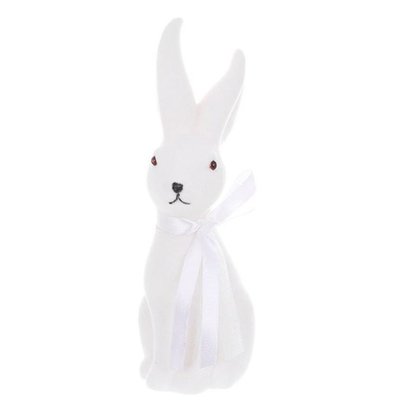 Статуетка Кролик з бантом 23,5 см. Білий Пластик, оксамит 6204844 Китай 6204844 фото
