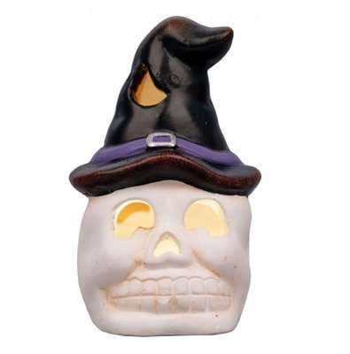 Статуетка з підсвіткою "Skull in hat", 10 см, LED Білий Кераміка 6202507 Китай 6202507 фото