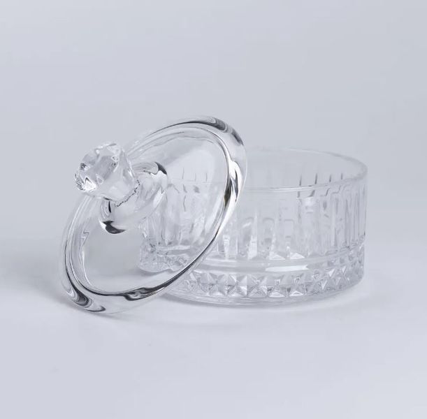 Цукорниця з кришкою з товстого скла ребриста 6206469 фото