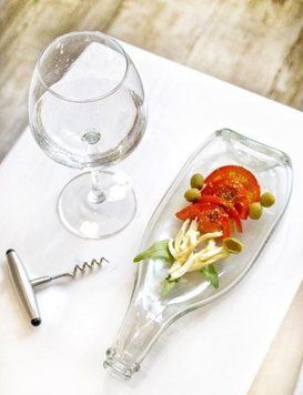 Тарелка из сплющенной винной бутылка для подачи сыра, мяса, нарезок 31см Прозрачный Стекло 6203548 Украина 6203548 фото
