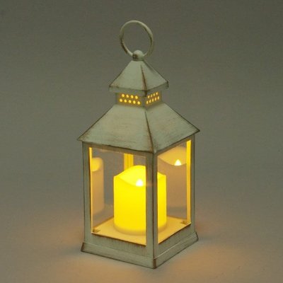 Свічник ліхтар зі свічкою LED білий 10,5х10,5х24см Білий Скло, Пластик 6204594 Китай 6204594 фото