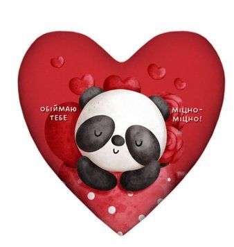Подушка Серце "ОБІЙМАЮ ТЕБЕ МІЦНО-МІЦНО!" 37х37 см. Червоний, Габардін, синтипон 6204766 Україна 6204766 фото