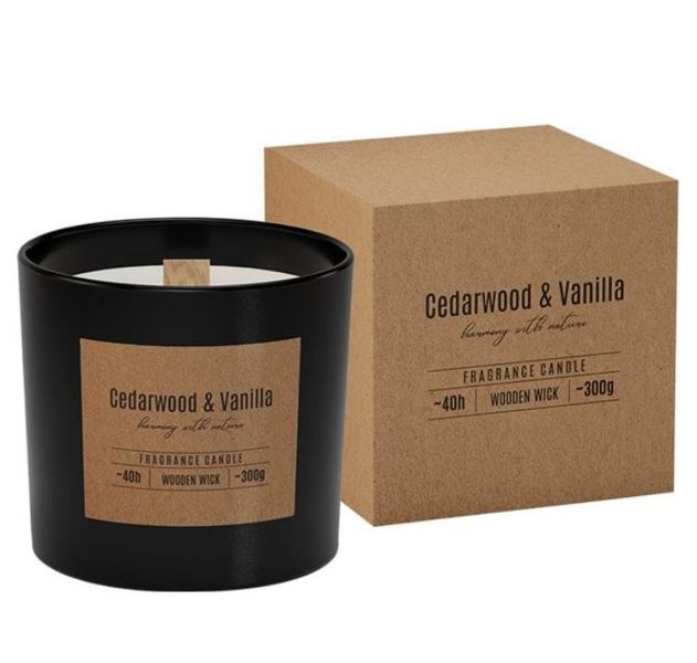 Аромасвечка с деревянным фитилем Cedarwood & Vanilla 300гр/40 часов Соевый воск 6204374 Польша 6204374 фото